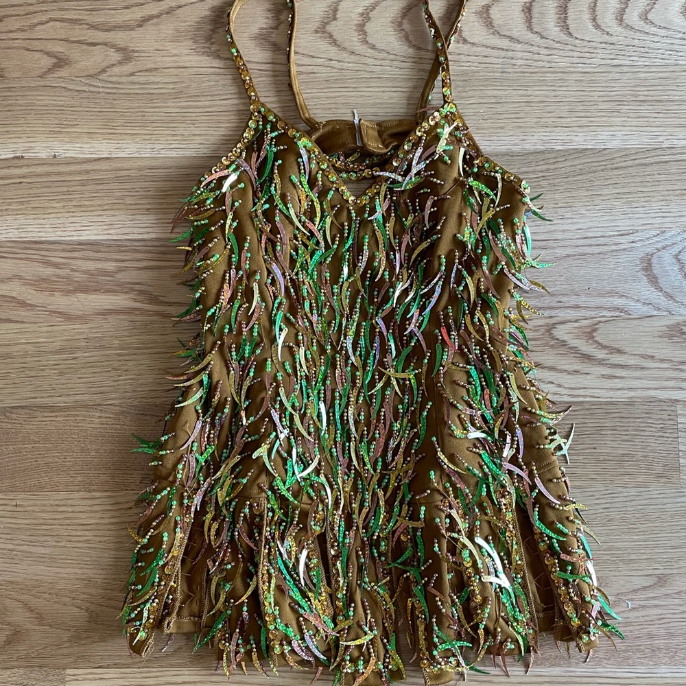 Sexy unique Space cowgirl sequin, back cut out top/mini dress